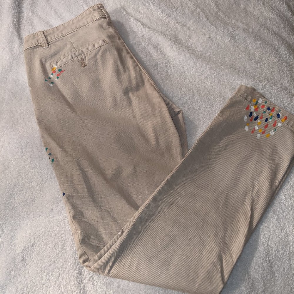Anthropologie Paint Splatter Relaxed Fit Chinos Size 27
